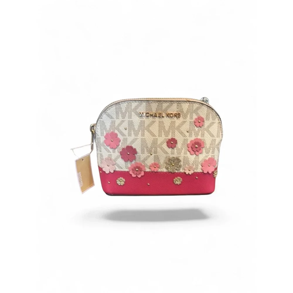Michael Kors Emmy Travel Pouch Vanilla Pink Floral Monogram
